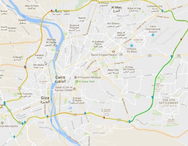 Karte der Flughäfen von Kairo